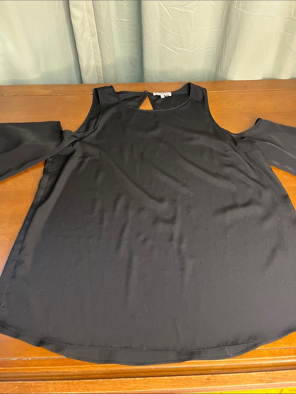 1. State Cold Shoulder Bell Sleeves Black Blouse Medium